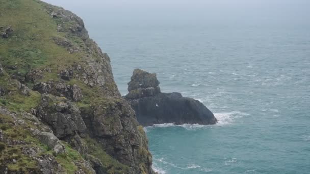 Wonderful Scenery Calm Sea Skomer Island Wales Aerial Shot — Stockvideo