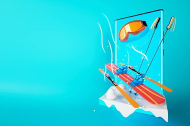 3D kar üzerinde kayak ve snowboard. Üç boyutlu çizer. Akıllı telefonlarda ekstrem spor. Kış tatili aktivitesi. Tatil sezonu sporu Kış sporları haberleri canlı yayında. kış etkinliği uygulaması.