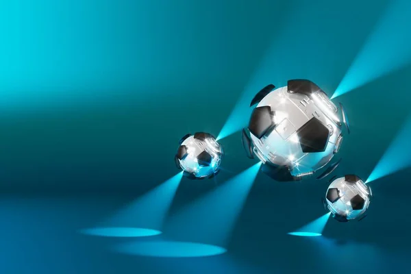 Voetbal Object Abstracte Achtergrond Licht Neon Vorm Digitaal Concept Bal — Stockfoto