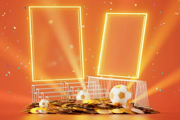 Football Ball Object Abstract Background Light Neon Shape Digital Concept — 스톡 사진