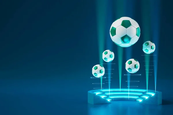 sports ball on sci-fi background. 3d illustrator. competition concept. casino backdrop design. 3d object. champion winner environment. football basketball volleyball golf tennis gameplay. copy space.