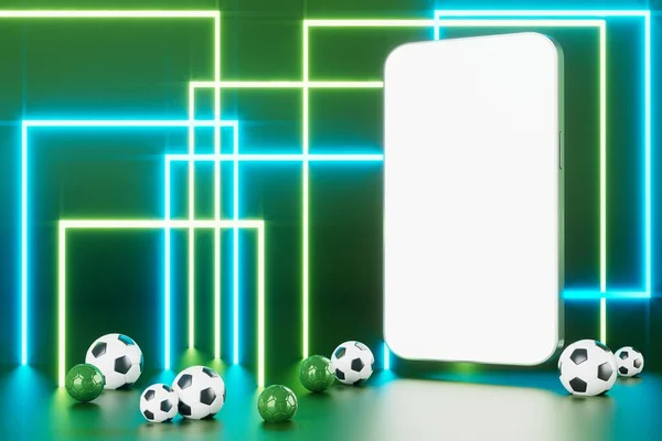 Bola Futebol Com Efeito Movimento Tela Smartphone Design Conceito Esporte — Fotografia de Stock
