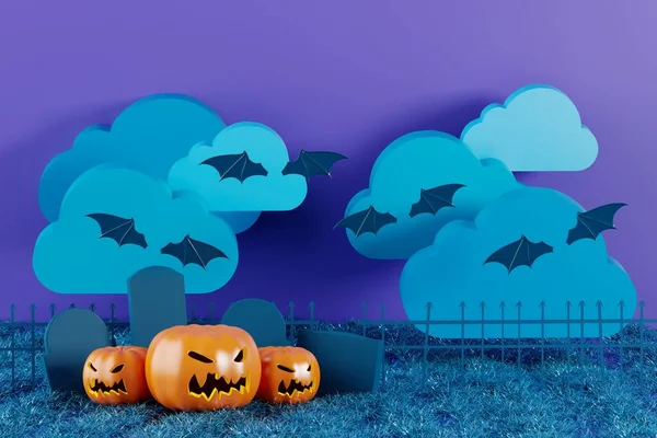 Objeto Calabaza Halloween Ilustración Fondo Oscuro Halloween Concepto Día Halloween — Foto de Stock