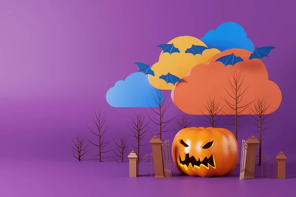 Objeto Calabaza Halloween Ilustración Fondo Oscuro Halloween Concepto Día Halloween — Foto de Stock