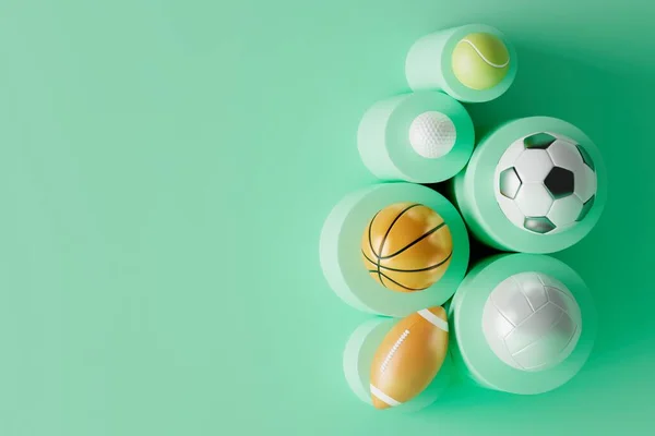 Futbol toplarının itirazı, spor topu tasarımı, futbol unsuru konsepti, 3D illüstrasyon, soyut futbol teknolojisi, 3D gerçekçi tasarım, yeşil çimen sahası, online spor, kumarhane sporu işi