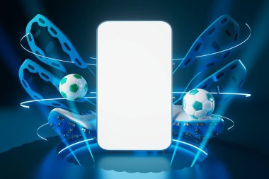 Futbol toplarının itirazı, spor topu tasarımı, futbol unsuru konsepti, 3D illüstrasyon, soyut futbol teknolojisi, 3D gerçekçi tasarım, yeşil çimen sahası, online spor, kumarhane sporu işi