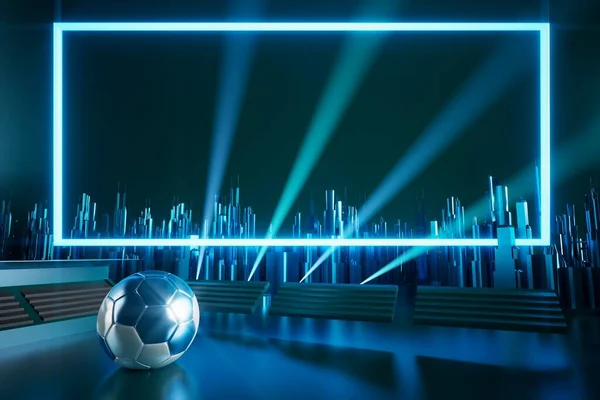 Futbol toplarının itirazı, spor topu tasarımı, futbol unsuru konsepti, 3D illüstrasyon, soyut futbol teknolojisi, 3D gerçekçi tasarım, yeşil çimen sahası, online spor, kumarhane sporu işi