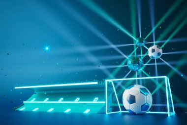 Futbol topu nesnesi, spor topu tasarımı, futbol unsuru konsepti, 3D illüstrasyon, soyut futbol teknolojisi, akıllı telefon mobil ekran, yeşil çimen sahası, online spor, kumarhane spor dünyası