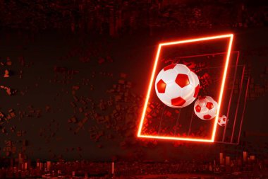 Futbol topu nesnesi, spor topu tasarımı, futbol unsuru konsepti, 3D illüstrasyon, soyut futbol teknolojisi, akıllı telefon mobil ekran, yeşil çimen sahası, online spor, kumarhane spor dünyası
