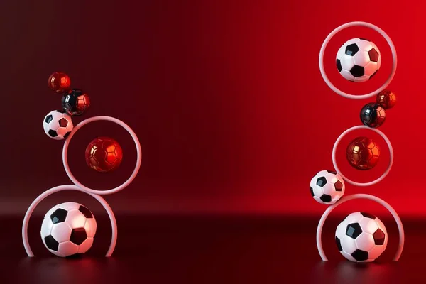 Futbol topu nesnesi, spor topu tasarımı, futbol unsuru konsepti, 3D illüstrasyon, soyut futbol teknolojisi, akıllı telefon mobil ekran, yeşil çimen sahası, online spor, kumarhane spor dünyası