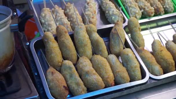 Delicious Hottang Mozzarella Potato Crispy Food Street Food — 图库视频影像