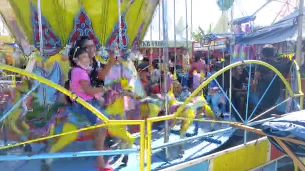 Bali Indonesia July 2022 Ride Carousel Park Younger Children Accompanied — Stock Video