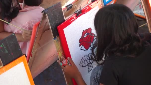 Bali Indonesia July 2022 Children Draw Festival Fair Train Children — Vídeo de stock
