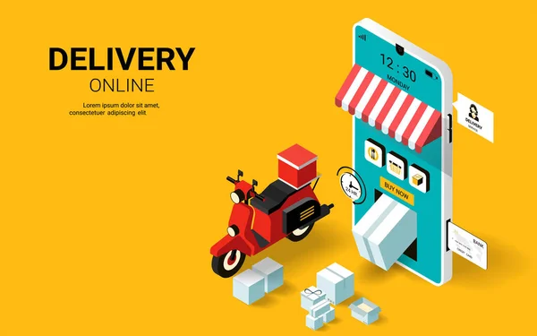 Online Delivery Service Web Banner Template Schnelle Lieferung Auf Dem — Stockvektor