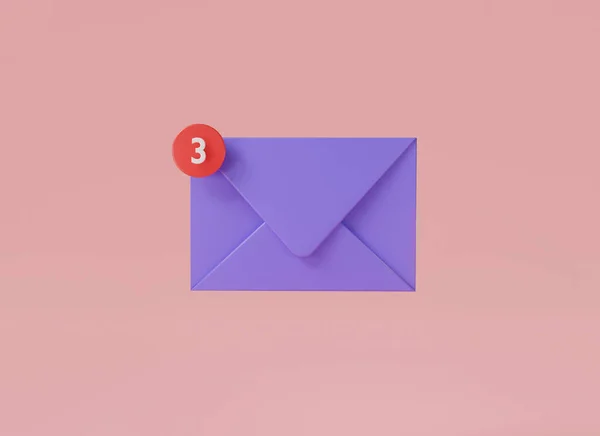 Envelope Icon Red Marker Message Isolated Pink Background Email Notification — Stockfoto