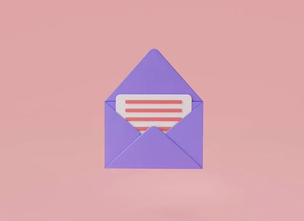 Paper Documents Envelope Icon Isolated Pink Background Read Online Message — Fotografia de Stock