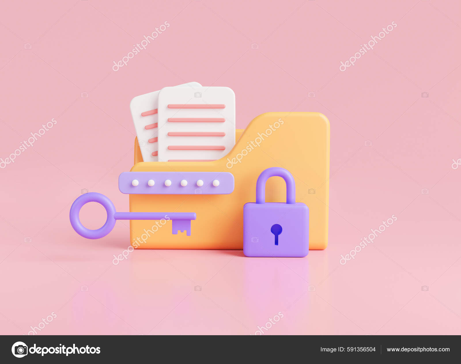 Folder Icon Padlock Key Password Modern Private Folder Safe.
