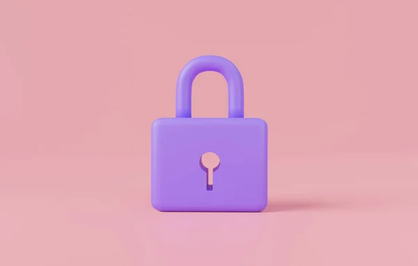 Locked Padlock Icon Minimal Style Isolated Pink Background Modern Private — Stockfoto