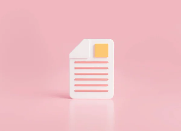 3d dosya ikonunun resimlendirilmesi.konsept hakkında 3d belge yönetimi. Pastel pembe arkaplanda izole edilmiş kağıt tabaka yığını. Metin dosyası, metin belgesi, çalışma tablosu, iş simgesi