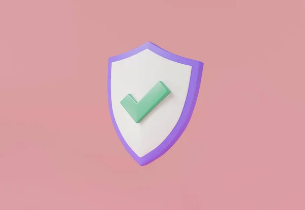 Shield protection icon with checkmark. Security, Protection, guaranteed icon, modern guard shield. safety, password security ,protection or antivirus. Security Concept. 3d icon render illustration