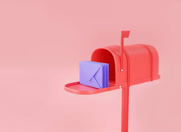 Червона Поштова Скринька Поштою Ізольовано Рожевому Фоні Доставка Пошти Поштове — стокове фото