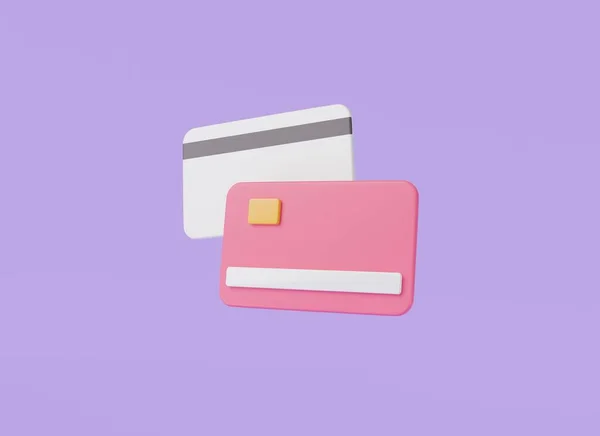 Ícone Cartão Crédito Isolado Fundo Roxo Pagamento Economia Dinheiro Transferência — Fotografia de Stock