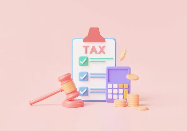 Tax Form Gavel Calculator Jurisprudence Payment Processing Violation Tax Laws — Stockfoto