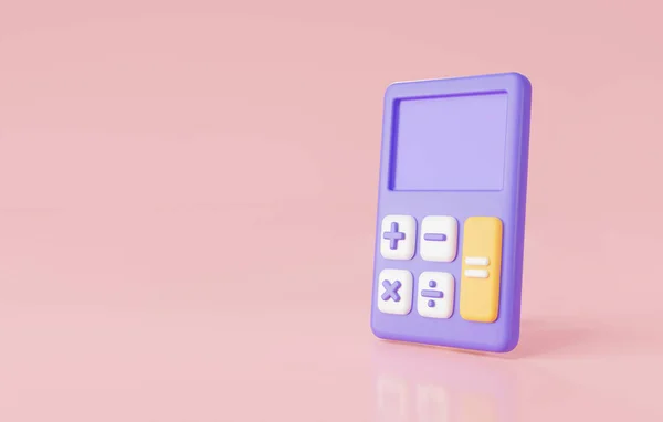 Purple Calculator Icon Pink Background Math Device Calculate Calculator Accounting — Stock Photo, Image