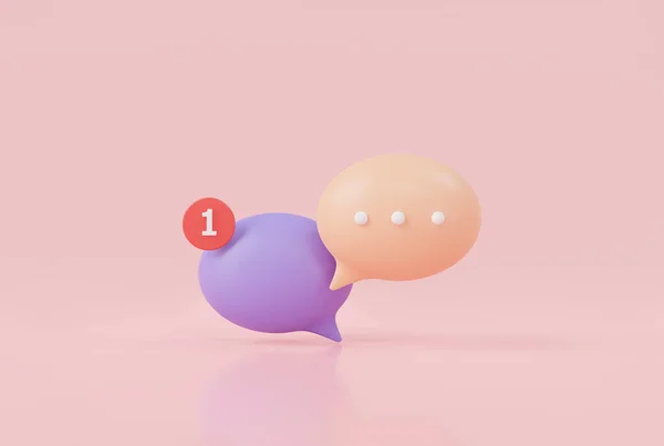 3d icon rendering illustration of Chat bubble on pink background. concept of social media messages. speech bubbles, messenger shapes, Talk, dialogue, messenger, Chatting. Social network communication