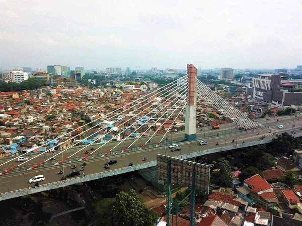 Bandung Indonesia Marzo 2022 Hermosa Vista Aérea Pasupati Flyover Bridge — Foto de Stock