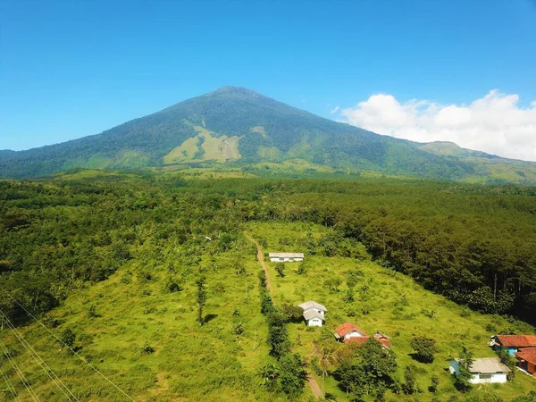 Vacker Antenn Utsikt Över Risfälten Bergen Kuningan West Java Indonesien — Stockfoto