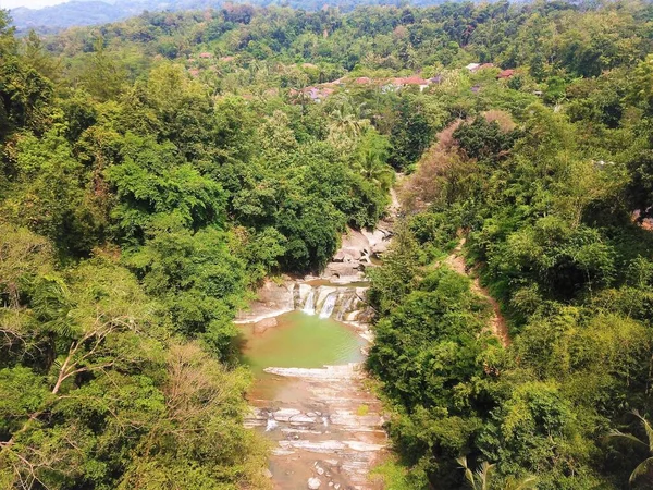 Hermosa Vista Aérea Montañas Ríos Los Bosques Tropicales Indonesia —  Fotos de Stock