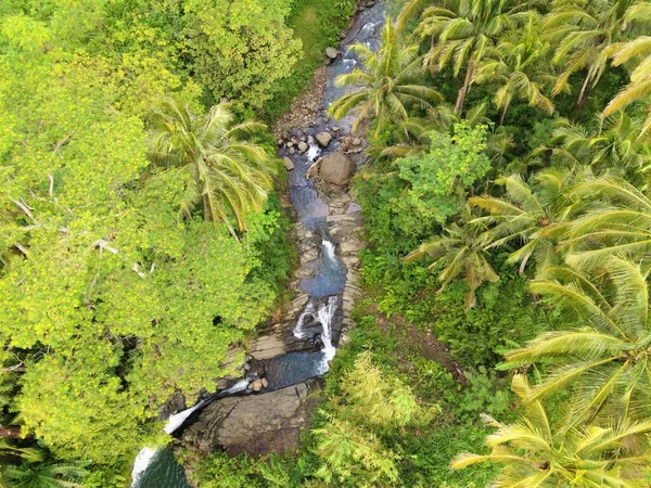 Prachtig Uitzicht Vanuit Lucht Bergen Rivieren Tropische Bossen Van Indonesië — Stockfoto