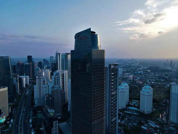 Bela Vista Aérea Rua Jendral Sudirman Jacarta Central Indonésia — Fotografia de Stock