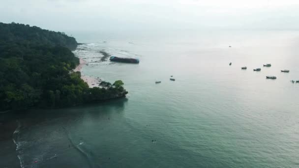 Prachtig Uitzicht Vanuit Lucht Panoramisch Uitzicht Pangandaran Strand West Java — Stockvideo