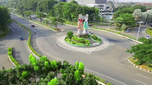 Jacarta Indonésia Dezembro 2021 Vista Aérea Edifícios Escritórios Tráfego Jalan — Vídeo de Stock