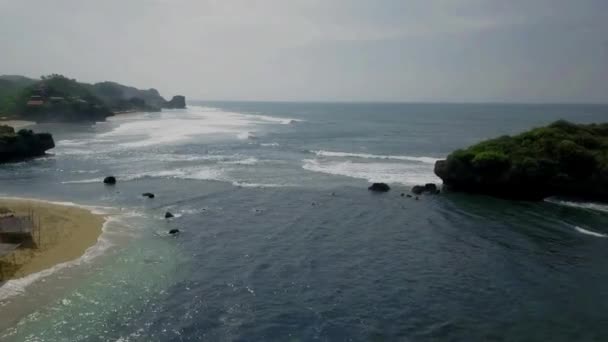 Prachtig Uitzicht Vanuit Lucht Parang Tritis Beach Yogyakarta Indonesië — Stockvideo