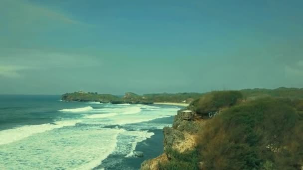 Prachtig Uitzicht Vanuit Lucht Parang Tritis Beach Yogyakarta Indonesië — Stockvideo