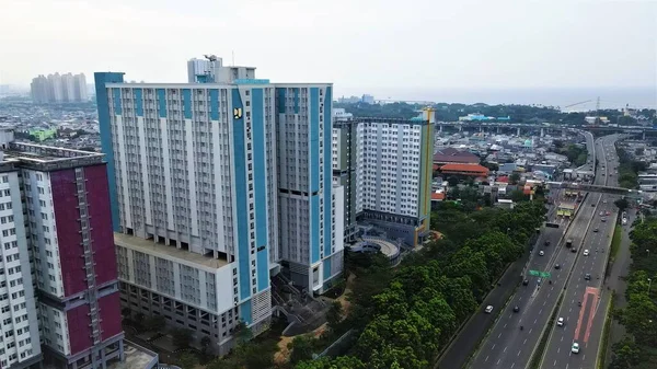 Jakarta Indonesia June 2022 Beautiful Aerial View Traffic Office Buildings — Foto de Stock