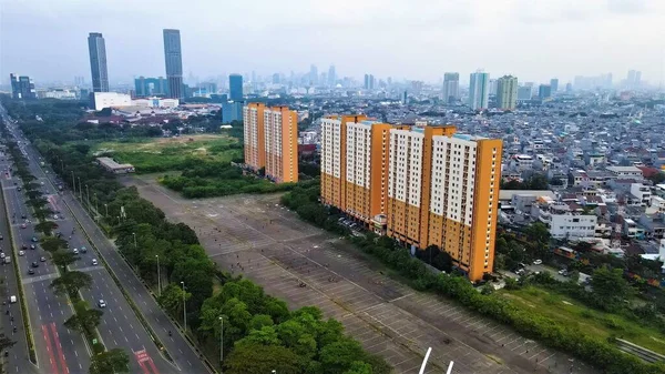 Jakarta Indonesia June 2022 Beautiful Aerial View Traffic Office Buildings — 图库照片