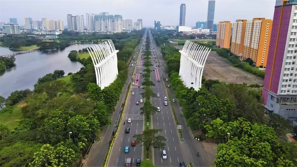 Beautiful Aerial View Panorama Benyamin Sueb Road Jakarta Indonesia — Fotografia de Stock