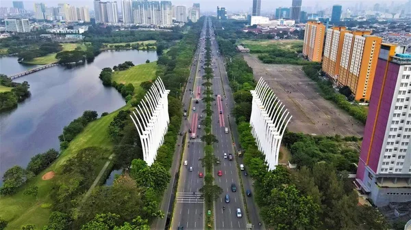 Beautiful Aerial View Panorama Benyamin Sueb Road Jakarta Indonesia — Fotografia de Stock