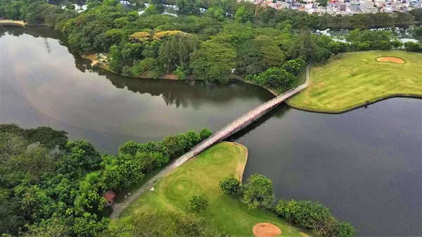 Prachtig Uitzicht Vanuit Lucht Natuurlijk Panorama Midden Stad Jakarta Indonesië — Stockfoto