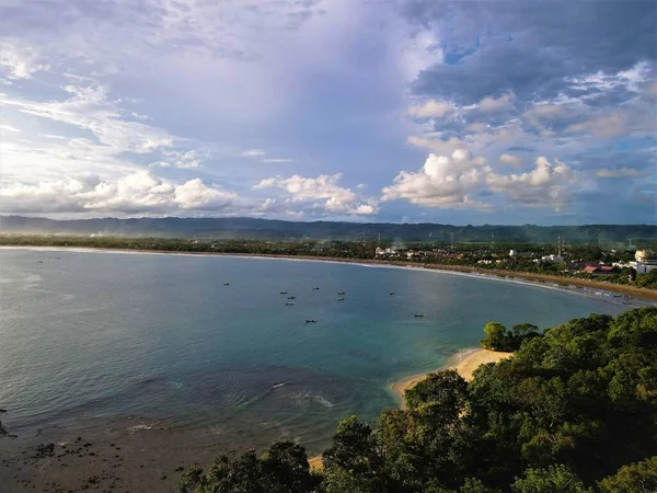 Beautiful Aerial View Natural Panorama Pangandaran Beach Ciamis West Java — Foto de Stock