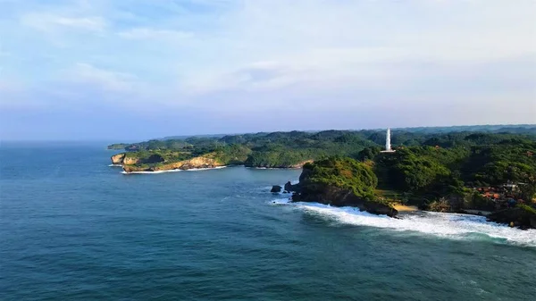 Прекрасний Повітряний Вид Природна Панорама Пляжі Пандансарі Джок Якарта Індонезія — стокове фото
