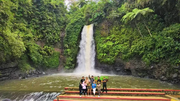 Bela Vista Aérea Cachoeira Floresta Tropical Bandung Indonésia — Fotografia de Stock