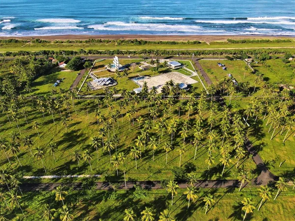 Ciamis Indonesia April 2022 Beautiful Aerial View Beach Panorama Coconut — 图库照片
