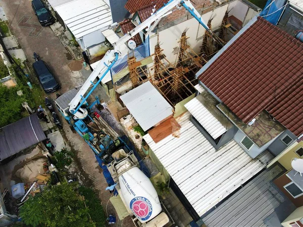 Tangerang Indonesia April 2022 Beautiful Aerial View Casting Process Residential — Fotografia de Stock