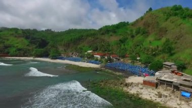 Aerial view of beautiful natural beach panorama in Indonesia.