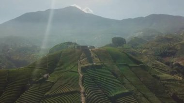 Natural panoramic aerial view of mountains in Bandung, West Java - Indonesia